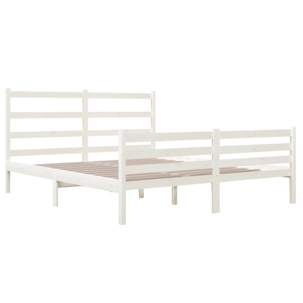 vidaXL Estrutura de cama 140x190 cm pinho maciço branco