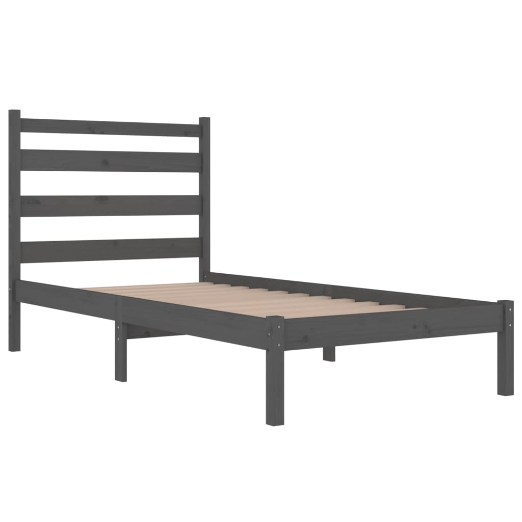 vidaXL Estrutura de cama 100x200 cm pinho maciço cinzento