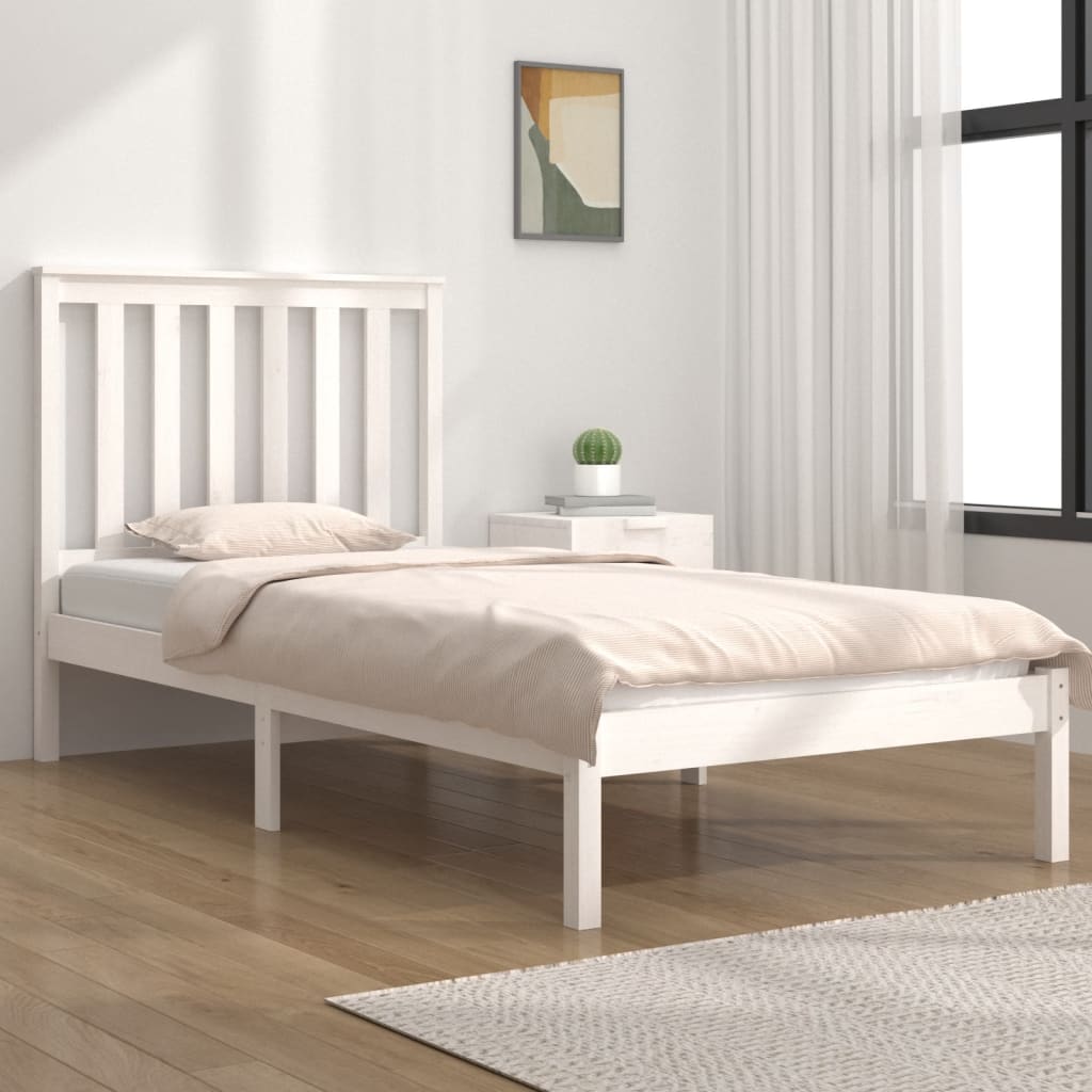 vidaXL Estrutura de cama 100x200 cm pinho maciço branco