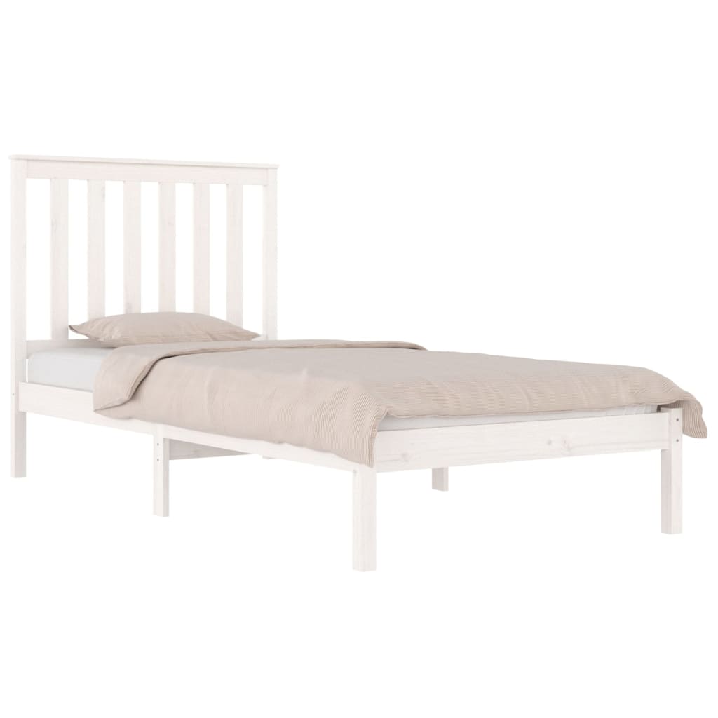 vidaXL Estrutura de cama 100x200 cm pinho maciço branco