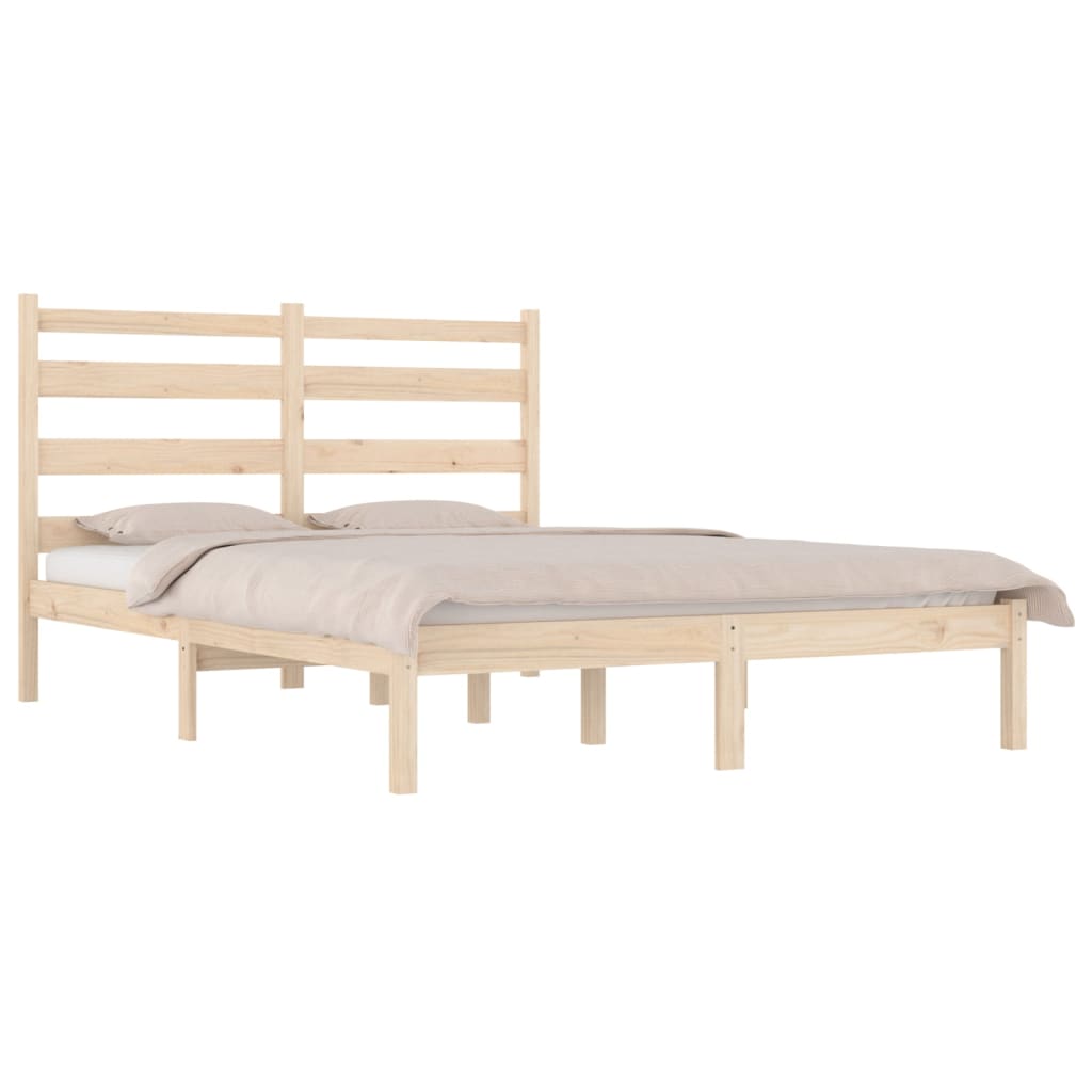 vidaXL Estrutura de cama casal 135x190 cm pinho maciço