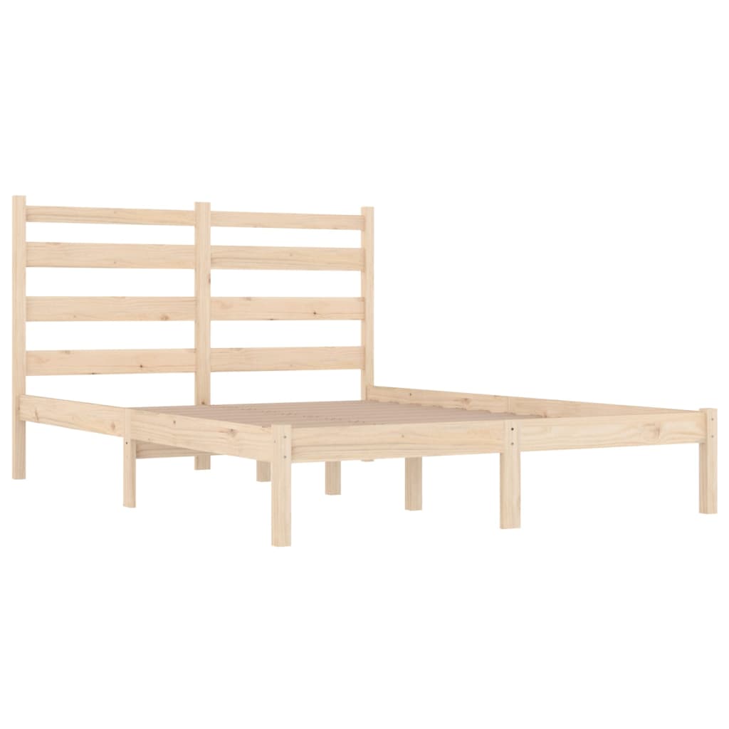 vidaXL Estrutura de cama casal 135x190 cm pinho maciço