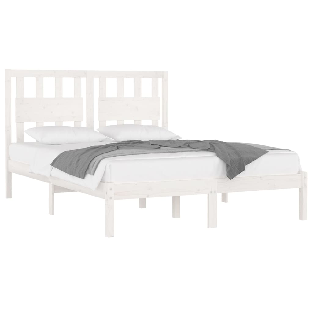 vidaXL Estrutura de cama pequena casal 120x190 cm pinho maciço branco