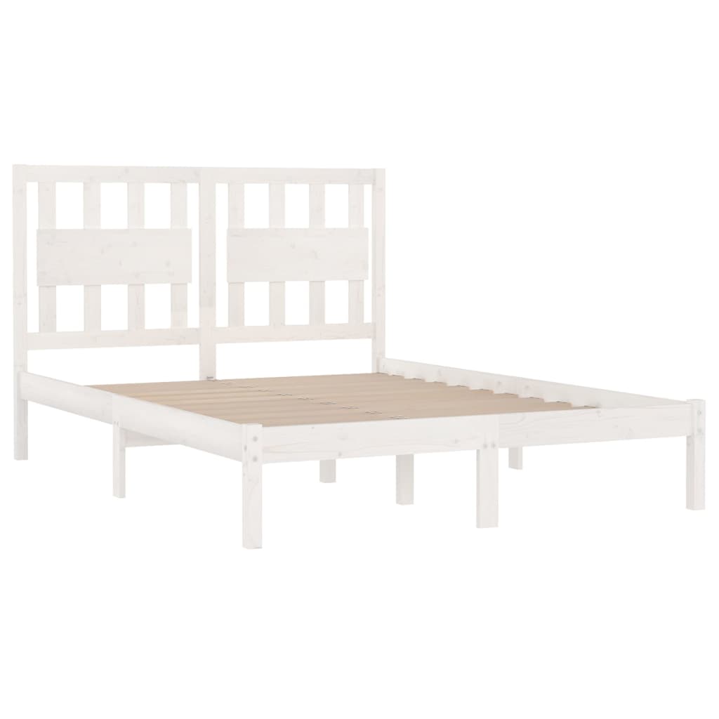 vidaXL Estrutura de cama pequena casal 120x190 cm pinho maciço branco