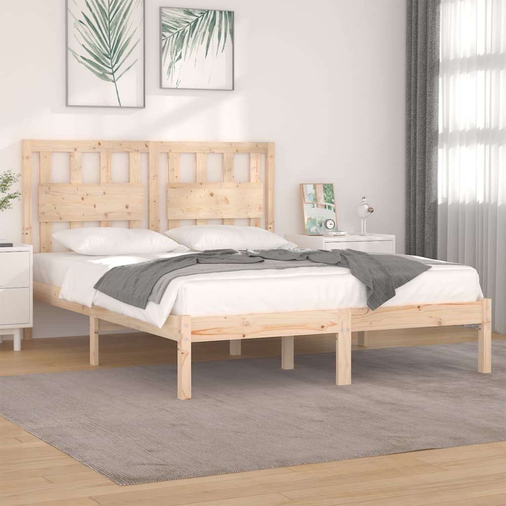 vidaXL Estrutura de cama king 150x200 cm pinho maciço