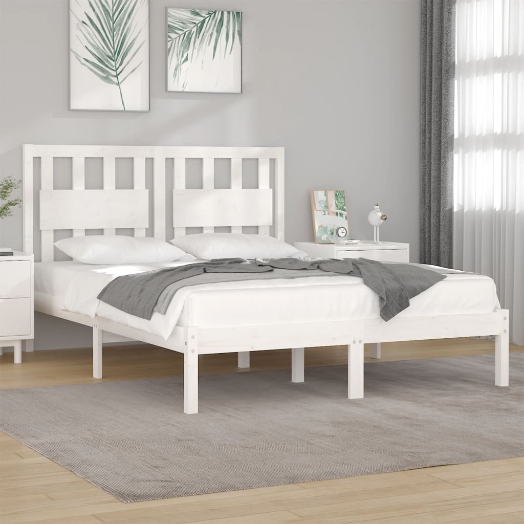 vidaXL Estrutura de cama 160x200 cm madeira de pinho maciça branco