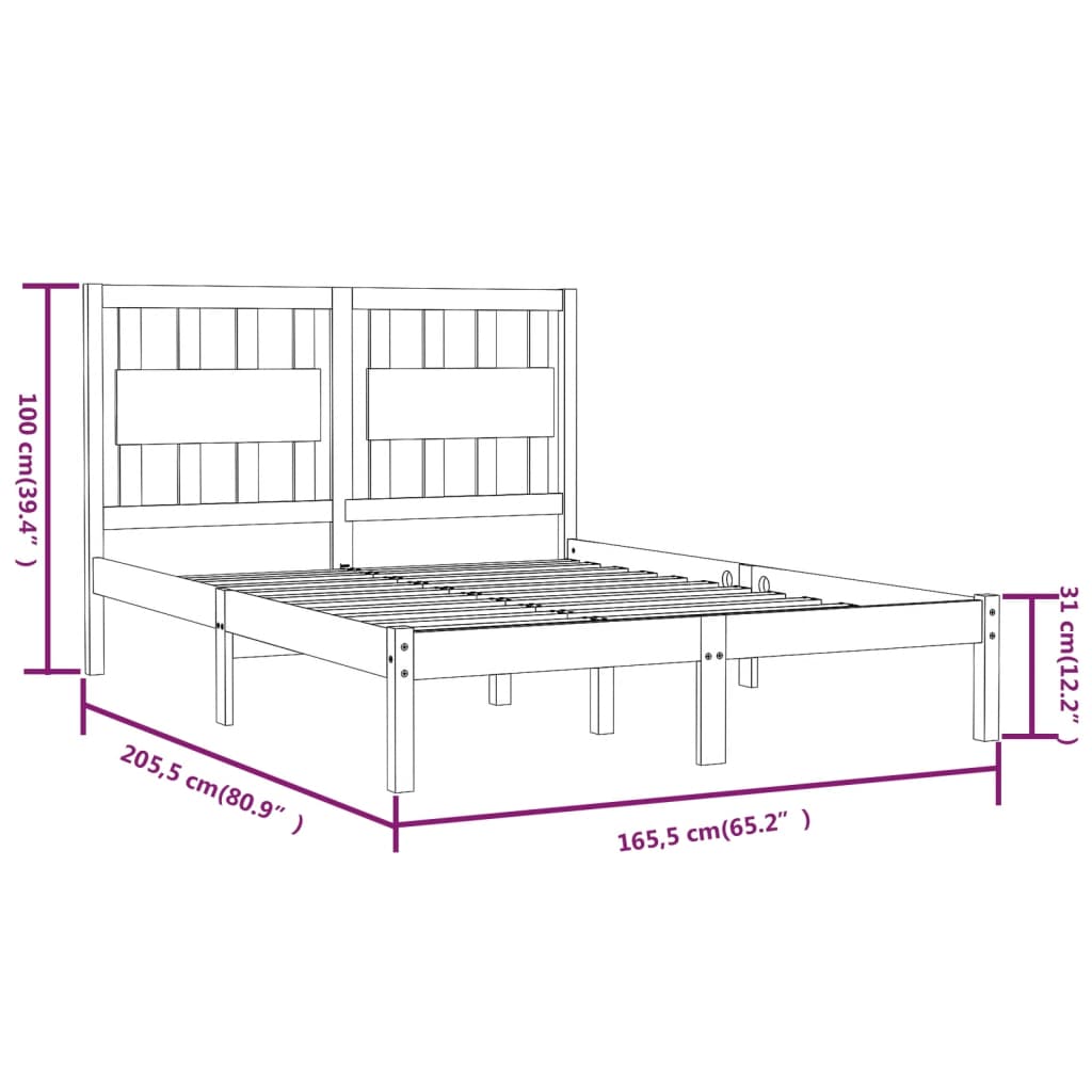 vidaXL Estrutura de cama 160x200 cm madeira de pinho maciça branco