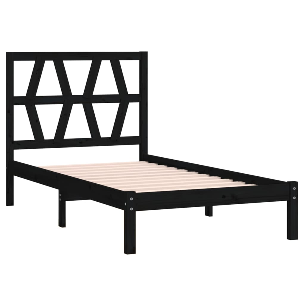 vidaXL Estrutura de cama 100x200 cm pinho maciço preto