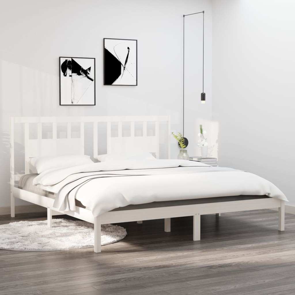 vidaXL Estrutura de cama super king pinho maciço 180x200 cm branco