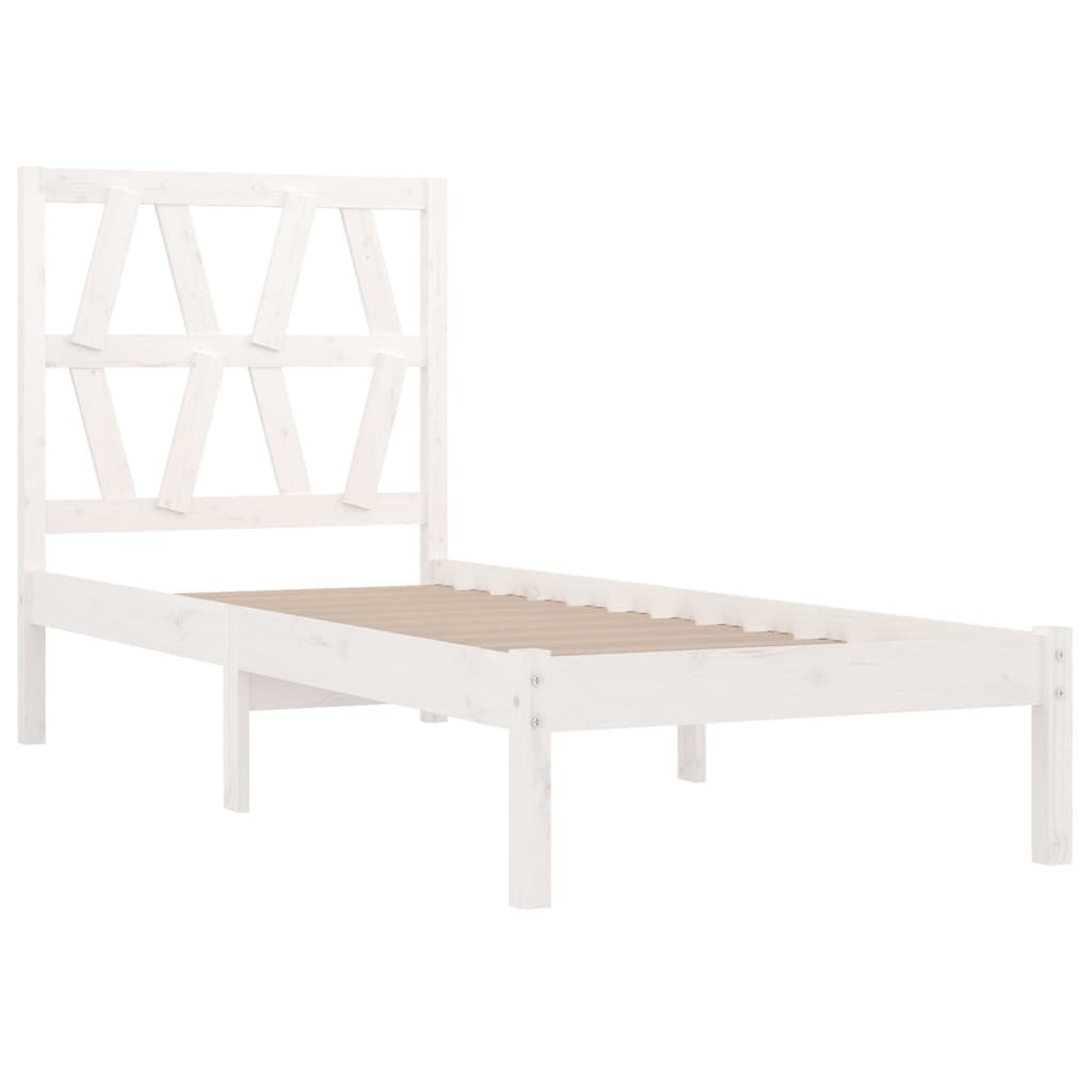 vidaXL Estrutura de cama pequena solteiro 75x190cm pinho maciço branco