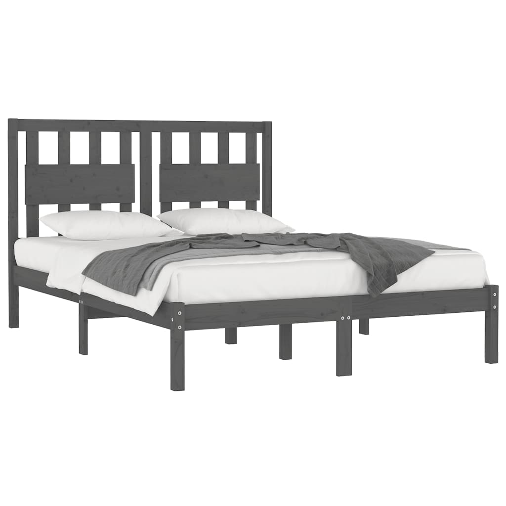 vidaXL Estrutura de cama super king 180x200 cm pinho maciço cinza