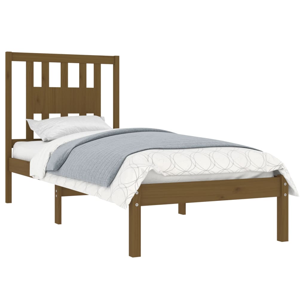 vidaXL Estrutura cama pequena solteiro 75x190 cm madeira castanho mel