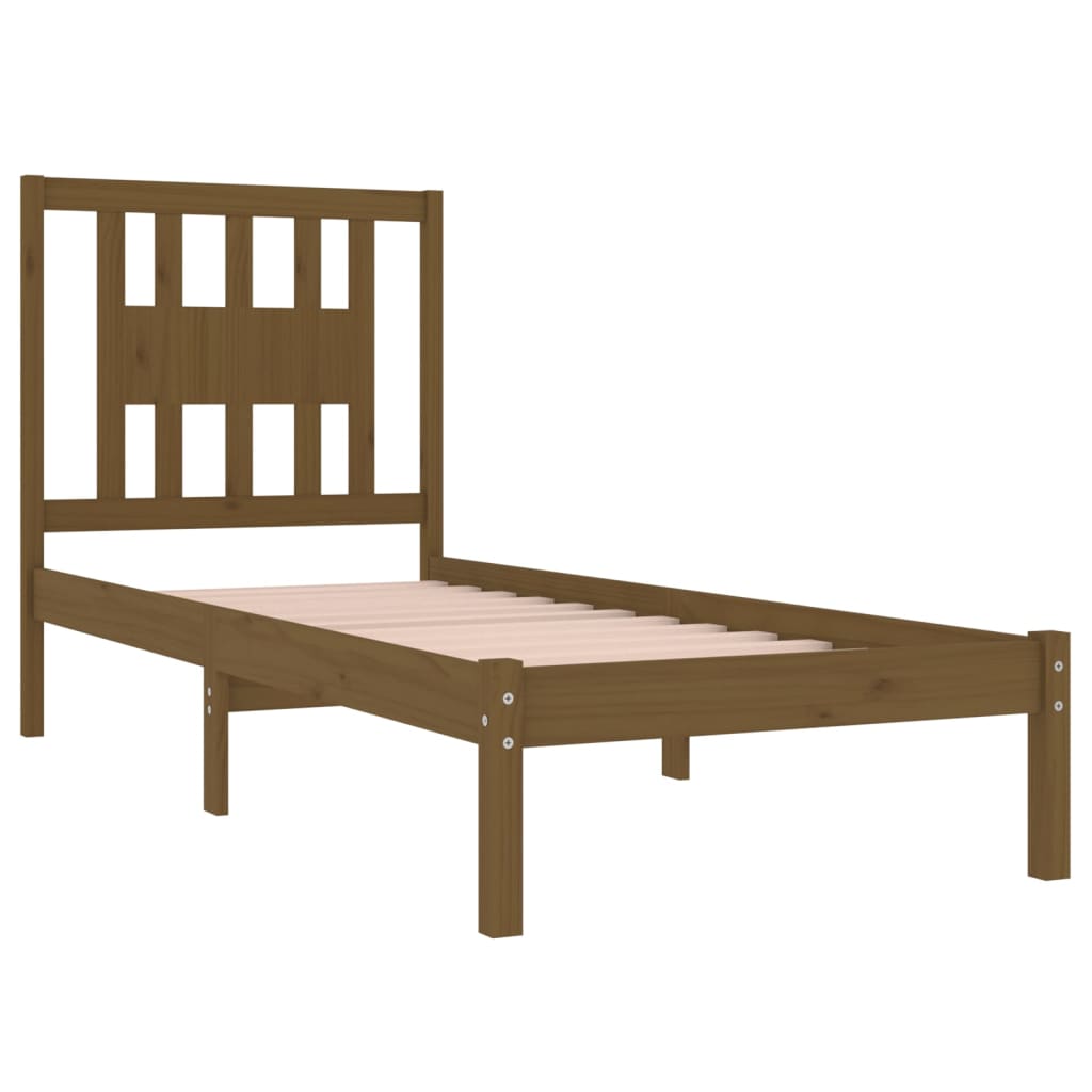 vidaXL Estrutura cama pequena solteiro 75x190 cm madeira castanho mel