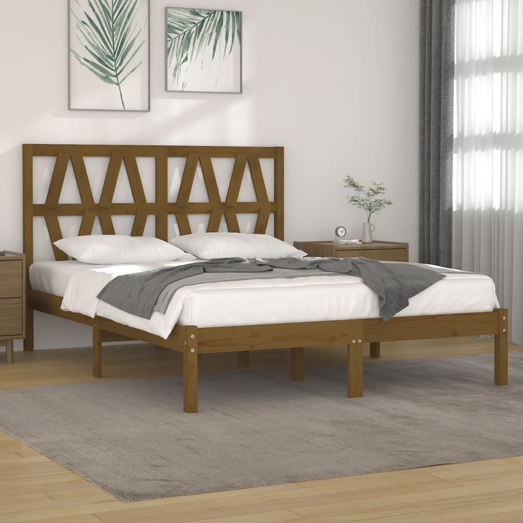 vidaXL Estrutura cama pequena de casal 120x190 cm pinho castanho-mel