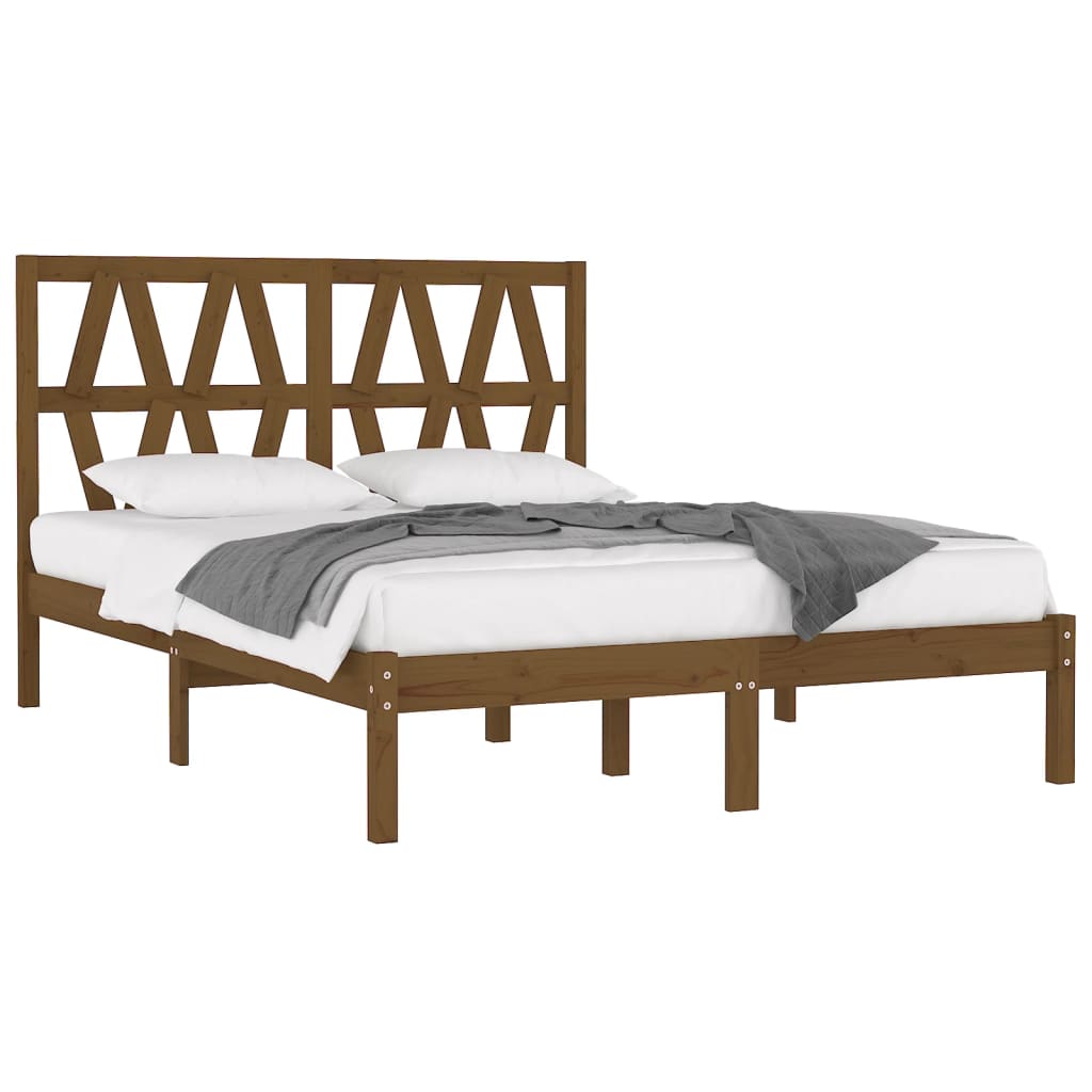 vidaXL Estrutura cama pequena de casal 120x190 cm pinho castanho-mel