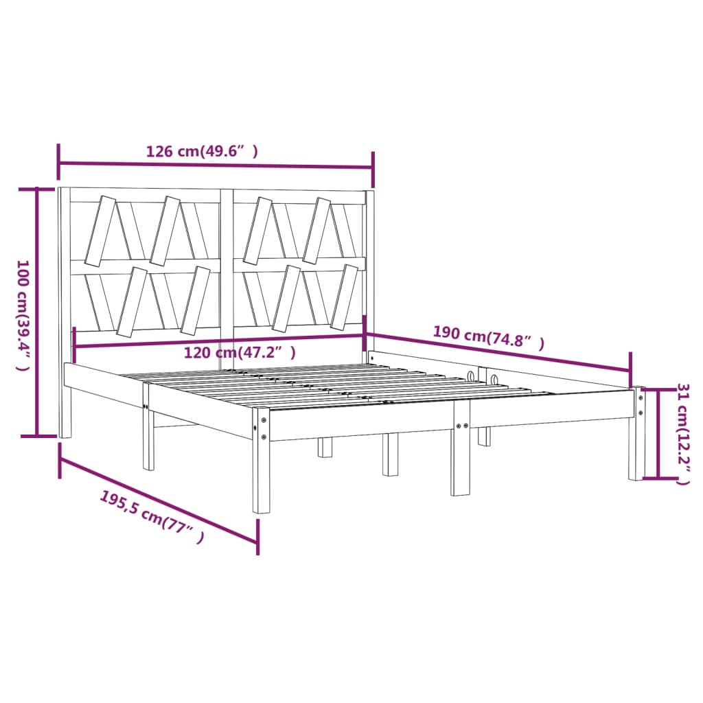 vidaXL Estrutura cama pequena de casal 120x190 cm pinho castanho-mel