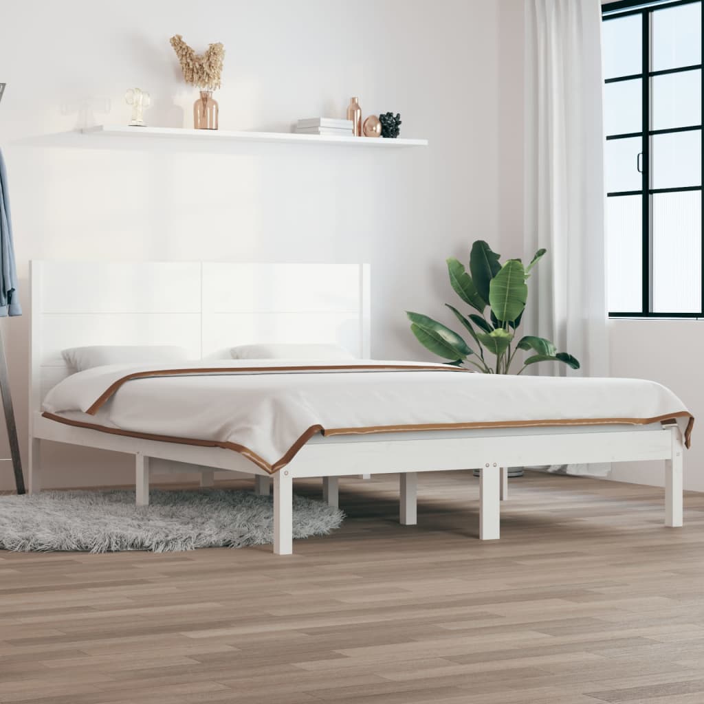 vidaXL Estrutura de cama 140x200 cm madeira de pinho maciça branco