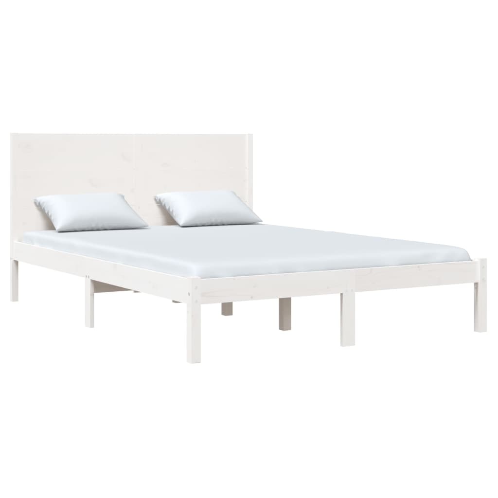 vidaXL Estrutura de cama 140x200 cm madeira de pinho maciça branco