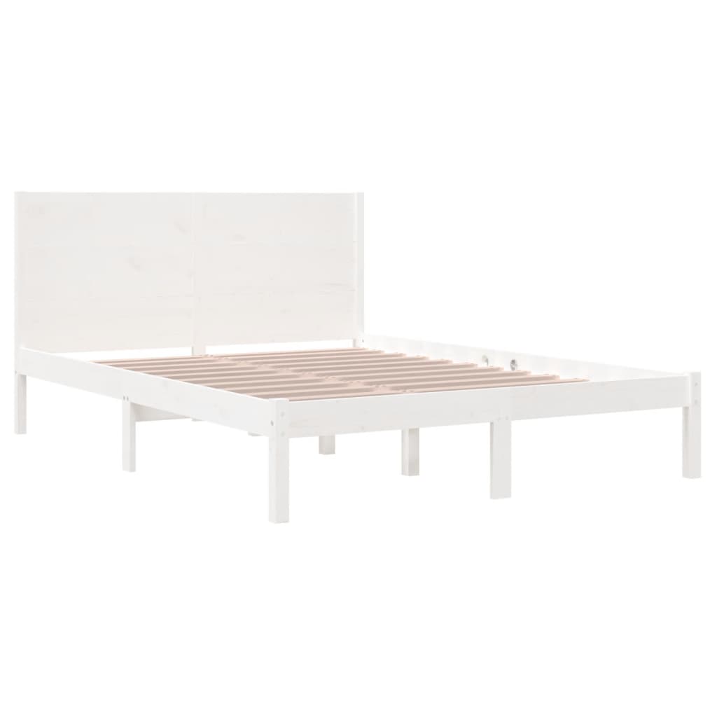 vidaXL Estrutura de cama 140x200 cm madeira de pinho maciça branco