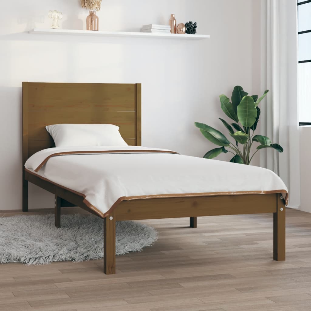 vidaXL Estrutura cama pequena solteiro 75x190 cm madeira castanho mel