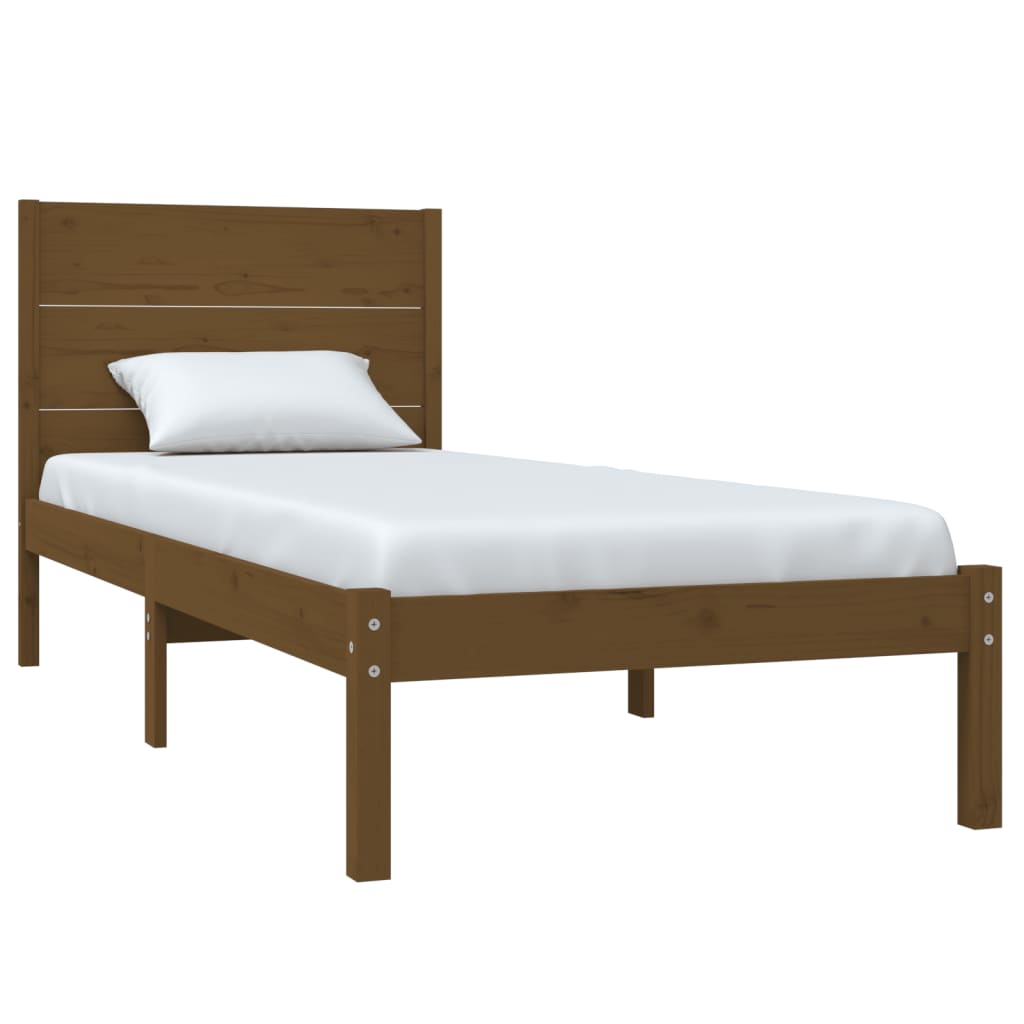 vidaXL Estrutura cama pequena solteiro 75x190 cm madeira castanho mel