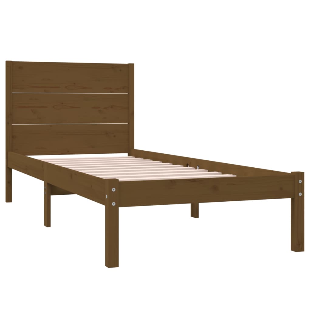 vidaXL Estrutura cama pequena solteiro 75x190 cm madeira castanho mel