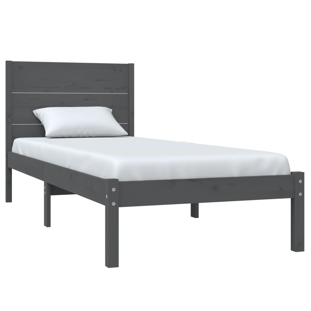 vidaXL Estrutura cama solteiro 90x200 cm pinho maciço cinzento