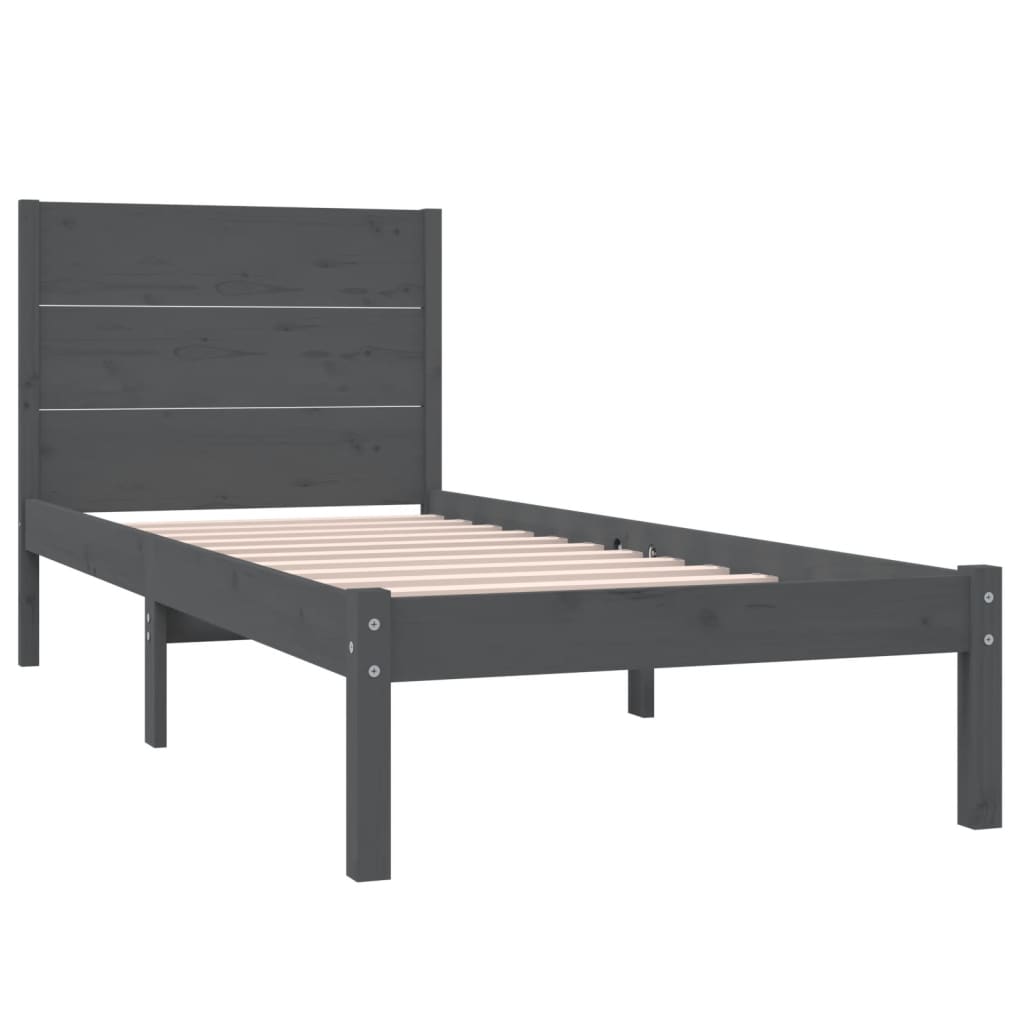 vidaXL Estrutura cama solteiro 90x200 cm pinho maciço cinzento