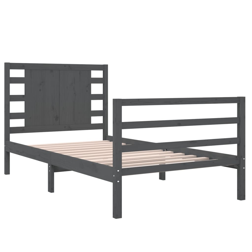 vidaXL Estrutura de cama solteiro 90x190 cm pinho maciço cinza