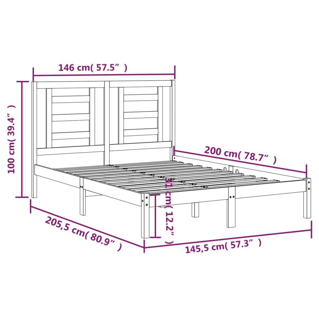 vidaXL Estrutura de cama 140x200 cm pinho maciço