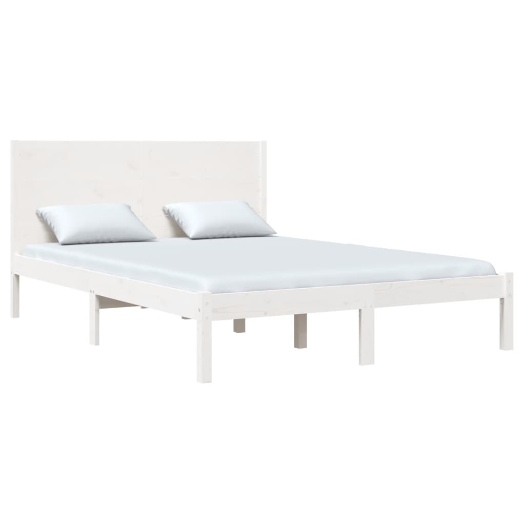 vidaXL Estrutura de cama 120x200 cm pinho maciço branco