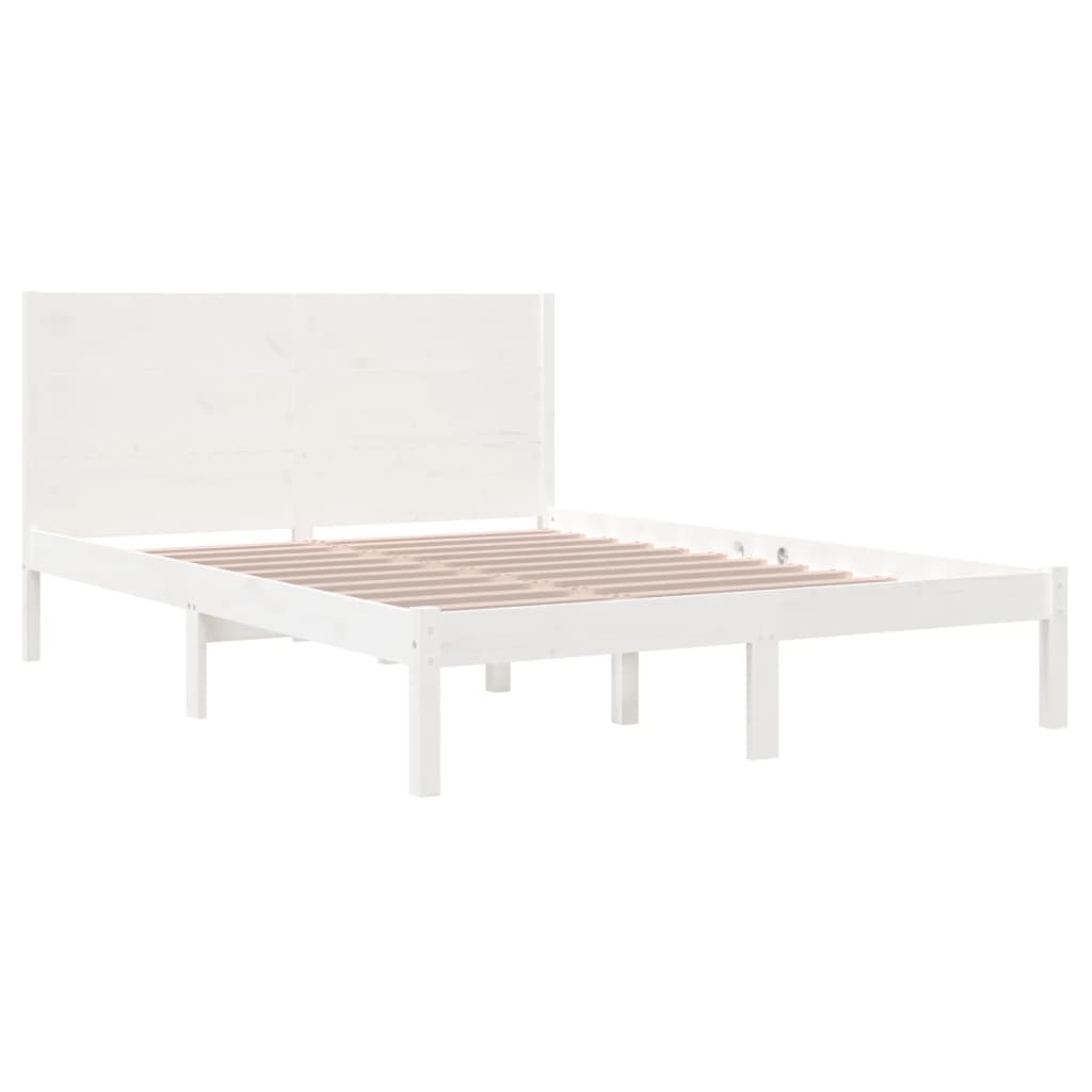 vidaXL Estrutura de cama 120x200 cm pinho maciço branco