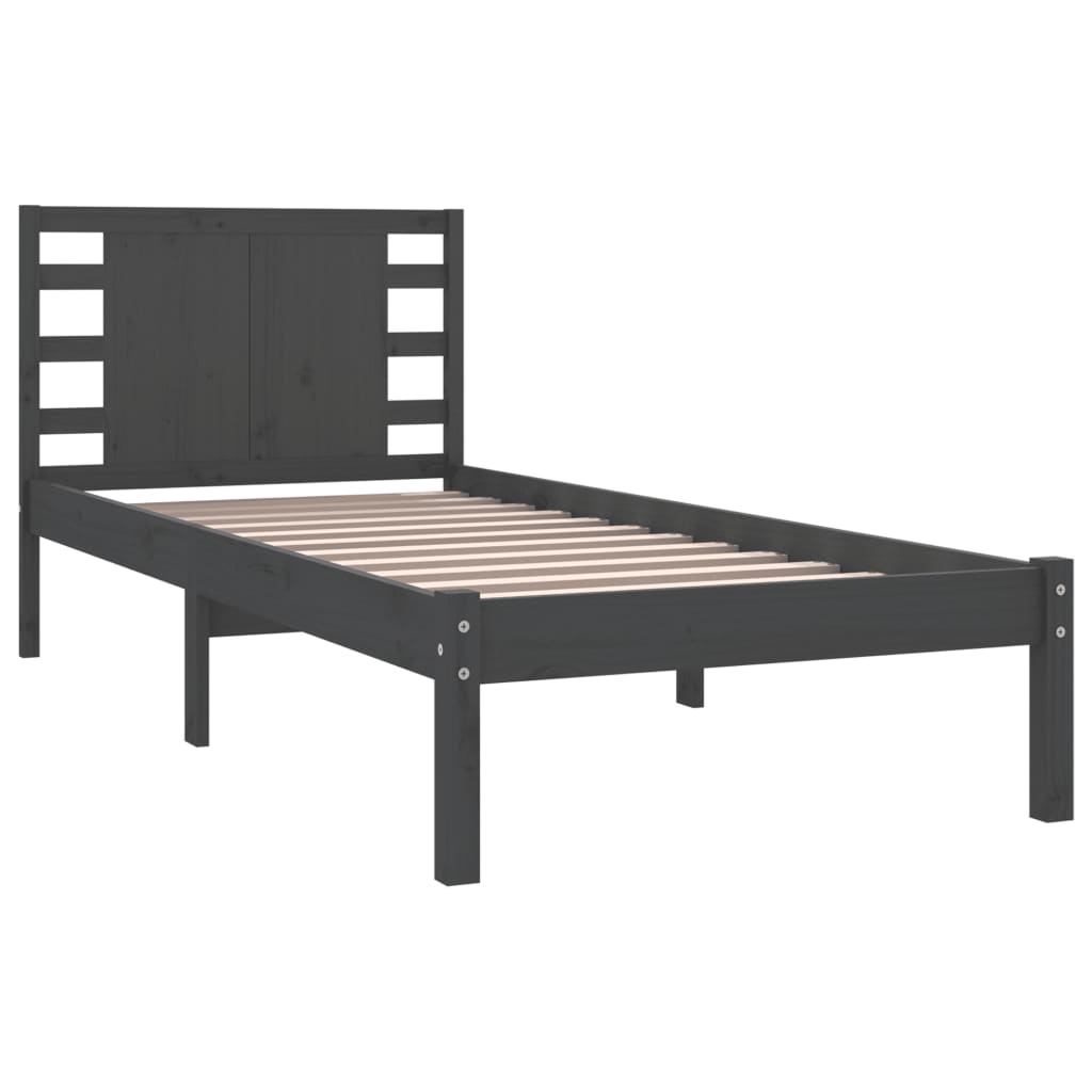 vidaXL Estrutura de cama 100x200 cm pinho maciço cinzento