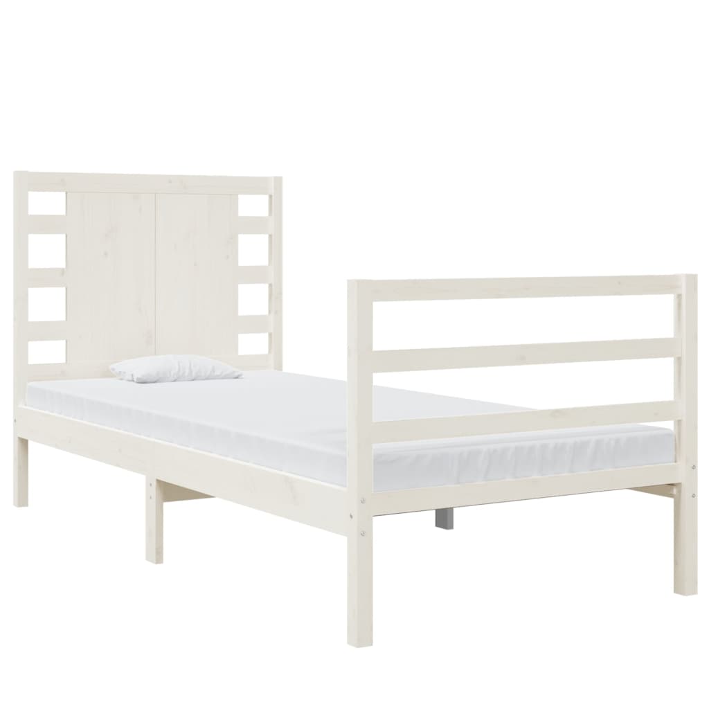 vidaXL Estrutura de cama pequena solteiro 75x190cm pinho maciço branco