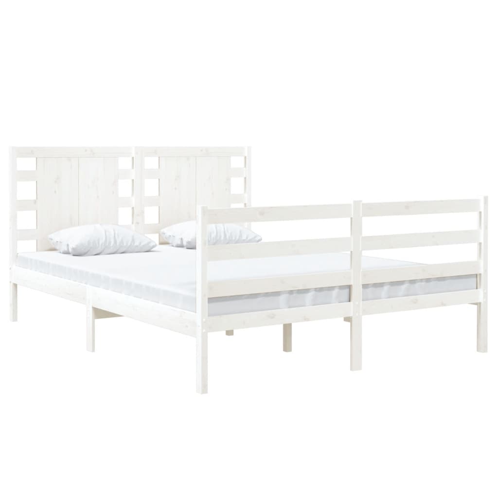 vidaXL Estrutura de cama 140x200 cm madeira de pinho maciça branco