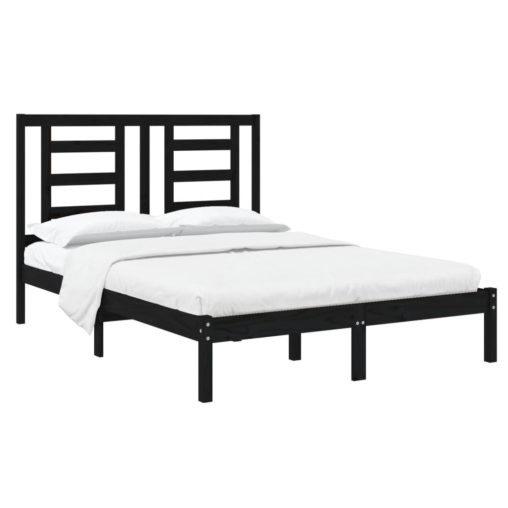 vidaXL Estrutura cama pequena casal 120x190 cm pinho maciço preto