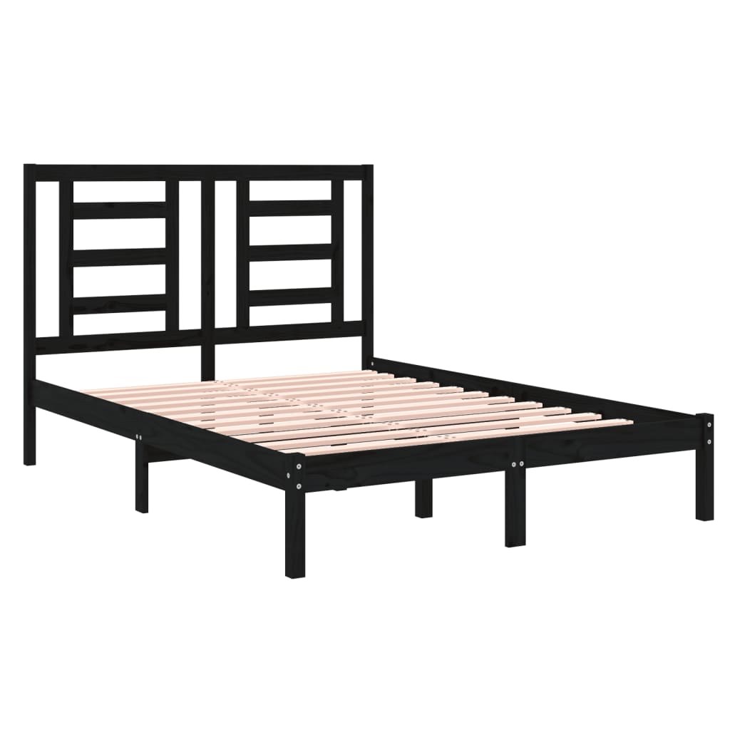 vidaXL Estrutura cama pequena casal 120x190 cm pinho maciço preto