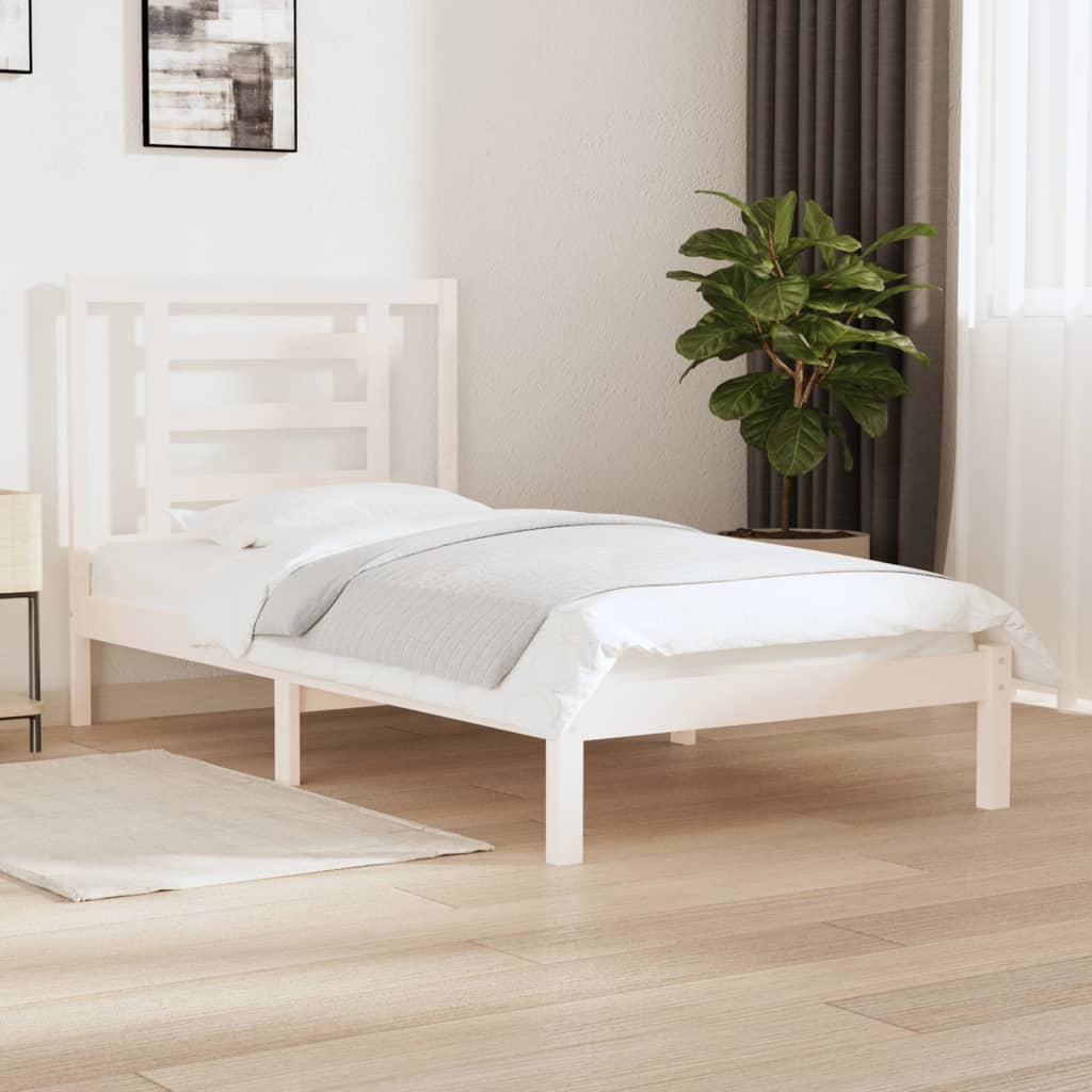 vidaXL Estrutura de cama 90x200 cm pinho maciço branco