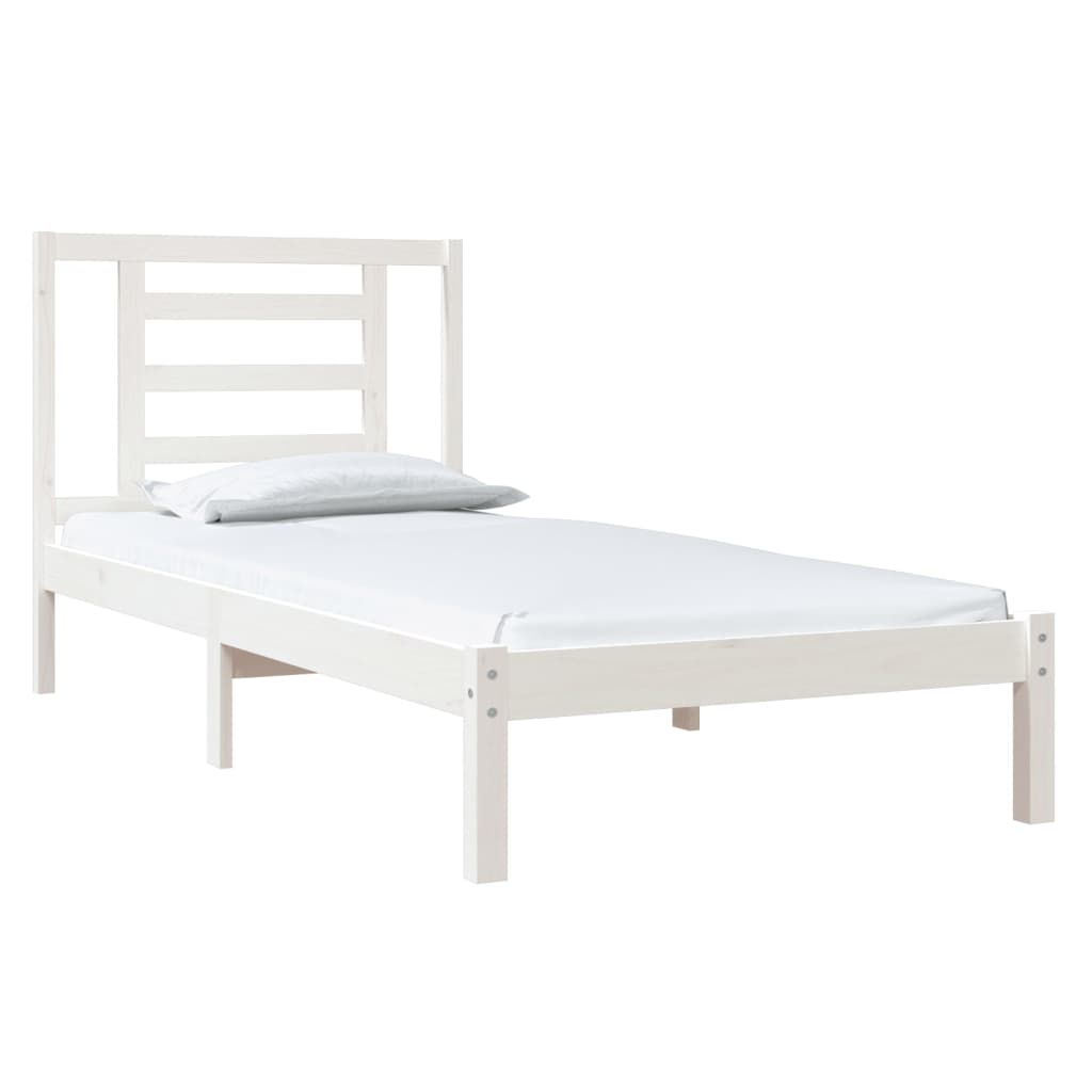 vidaXL Estrutura de cama 90x200 cm pinho maciço branco