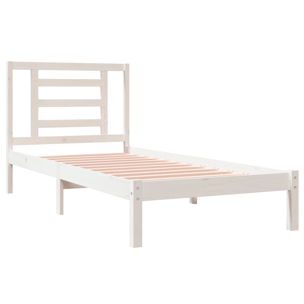 vidaXL Estrutura de cama 90x200 cm pinho maciço branco