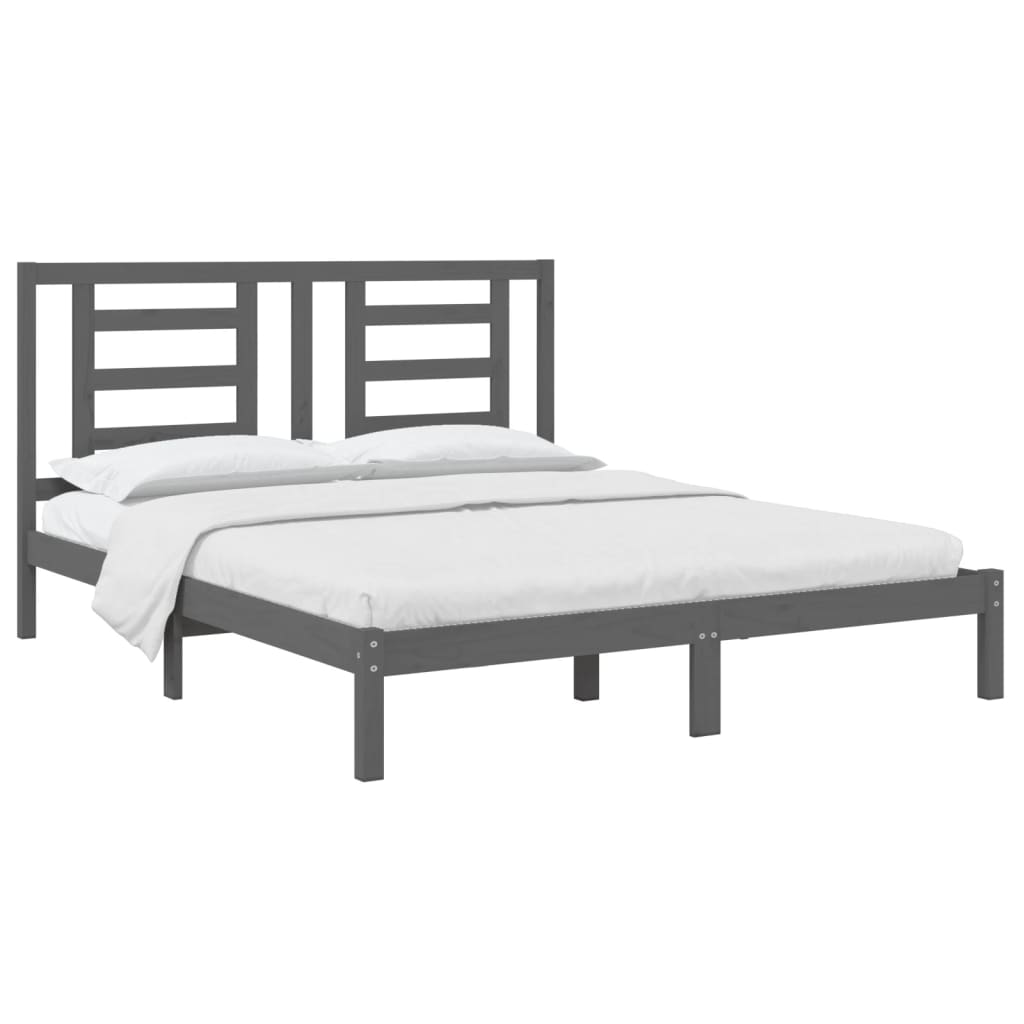 vidaXL Estrutura de cama 160x200 cm pinho maciço cinzento