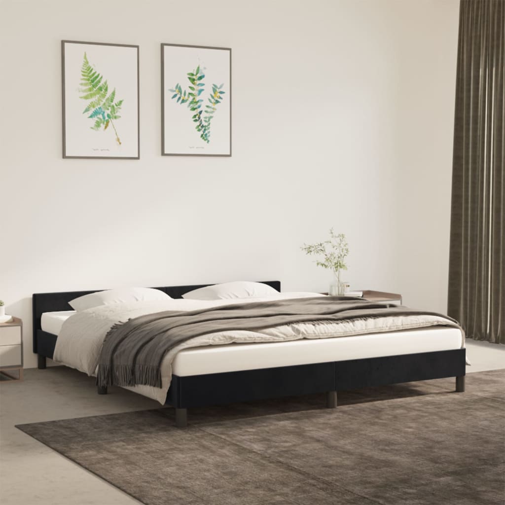 vidaXL Estrutura de cama c/ cabeceira 180x200 cm veludo preto