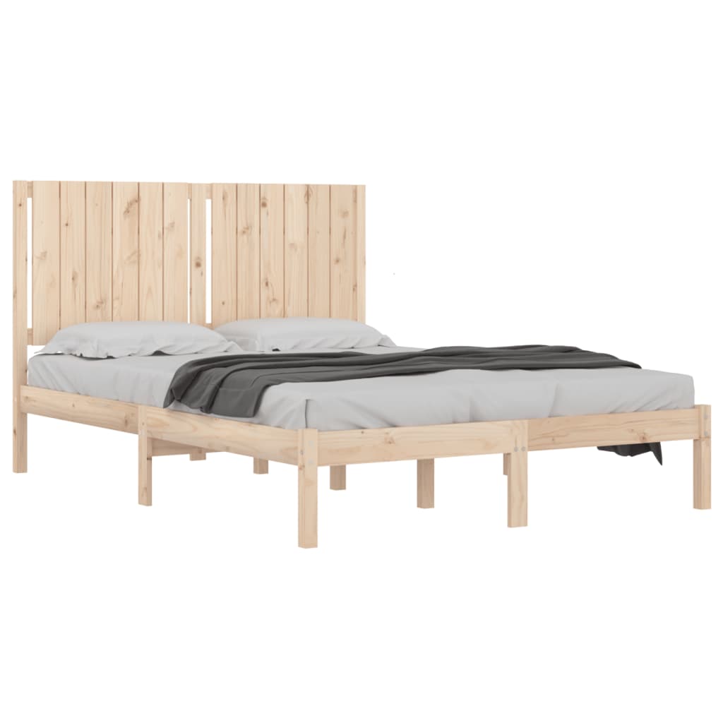 vidaXL Estrutura de cama casal 135x190 cm pinho maciço