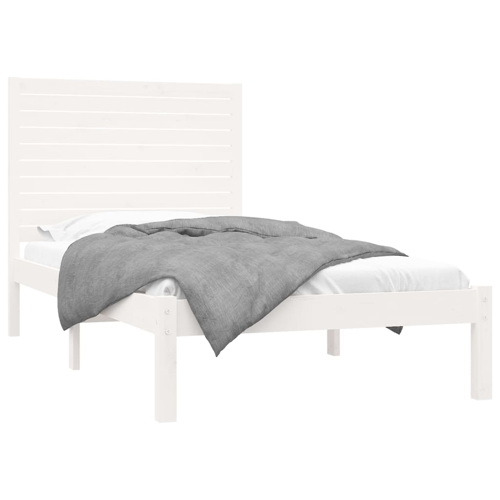 vidaXL Estrutura de cama 90x200 cm madeira maciça branco