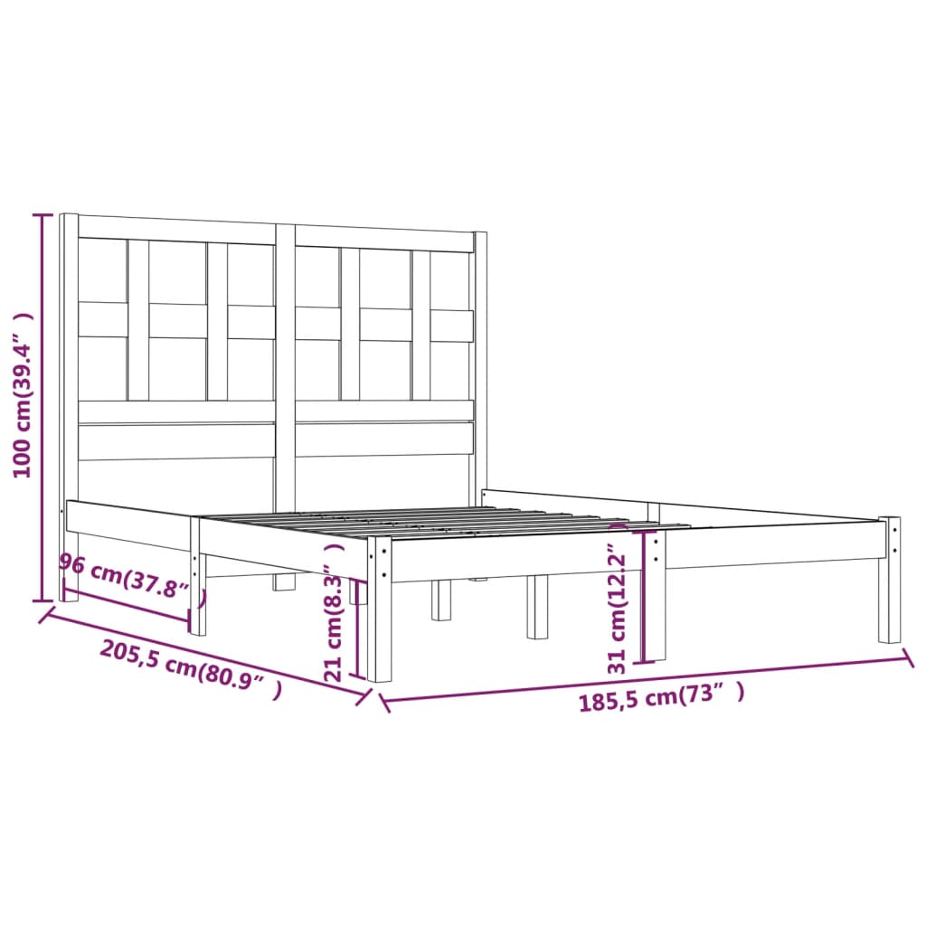 vidaXL Estrutura de cama super king 180x200 cm pinho maciço