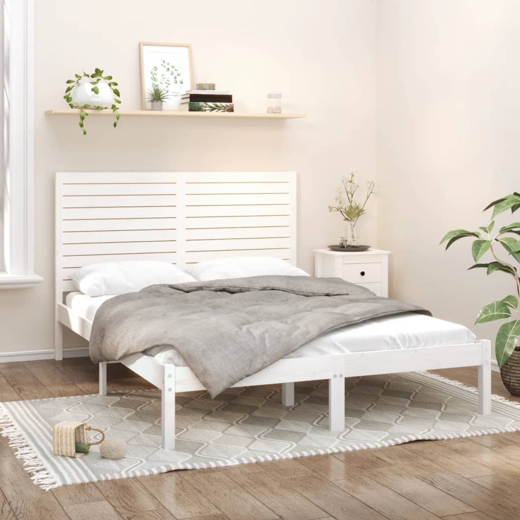 vidaXL Estrutura de cama 160x200 cm madeira maciça branco