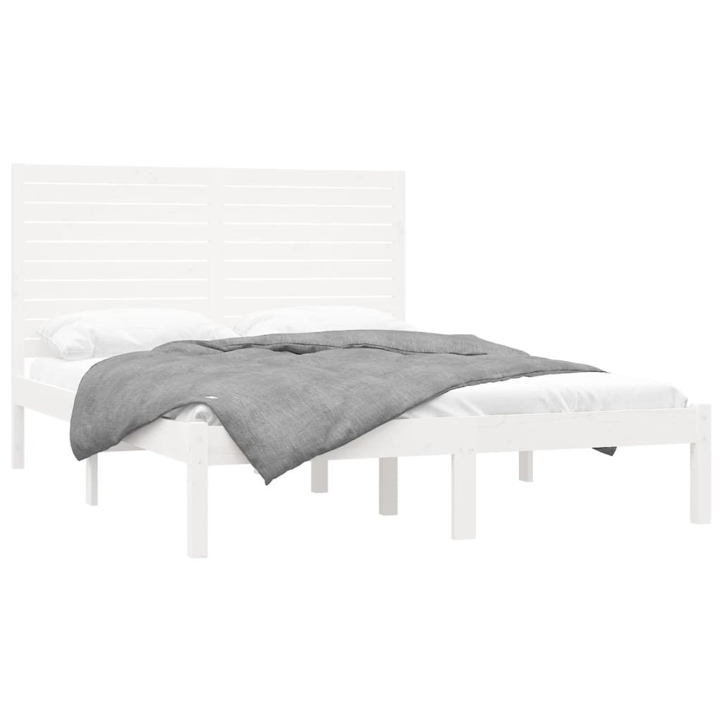 vidaXL Estrutura de cama 160x200 cm madeira maciça branco