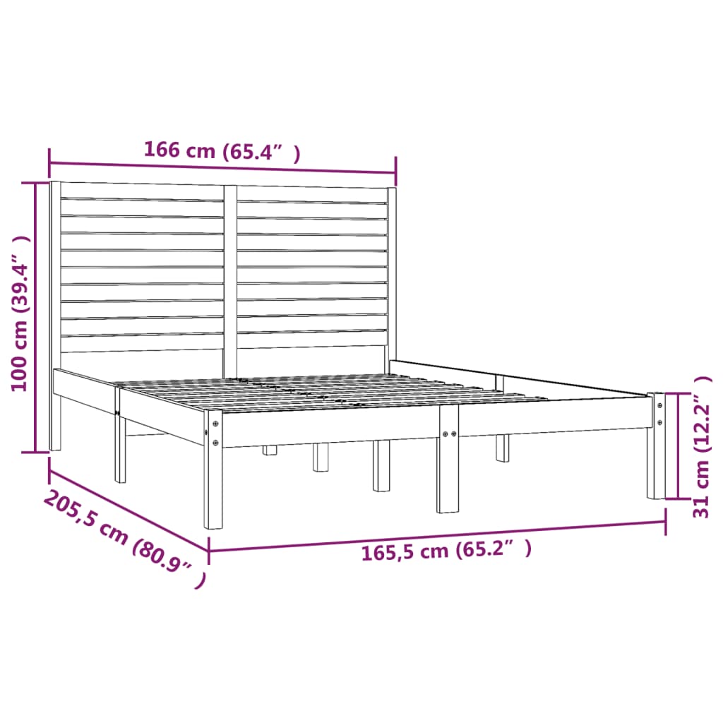 vidaXL Estrutura de cama 160x200 cm madeira maciça branco