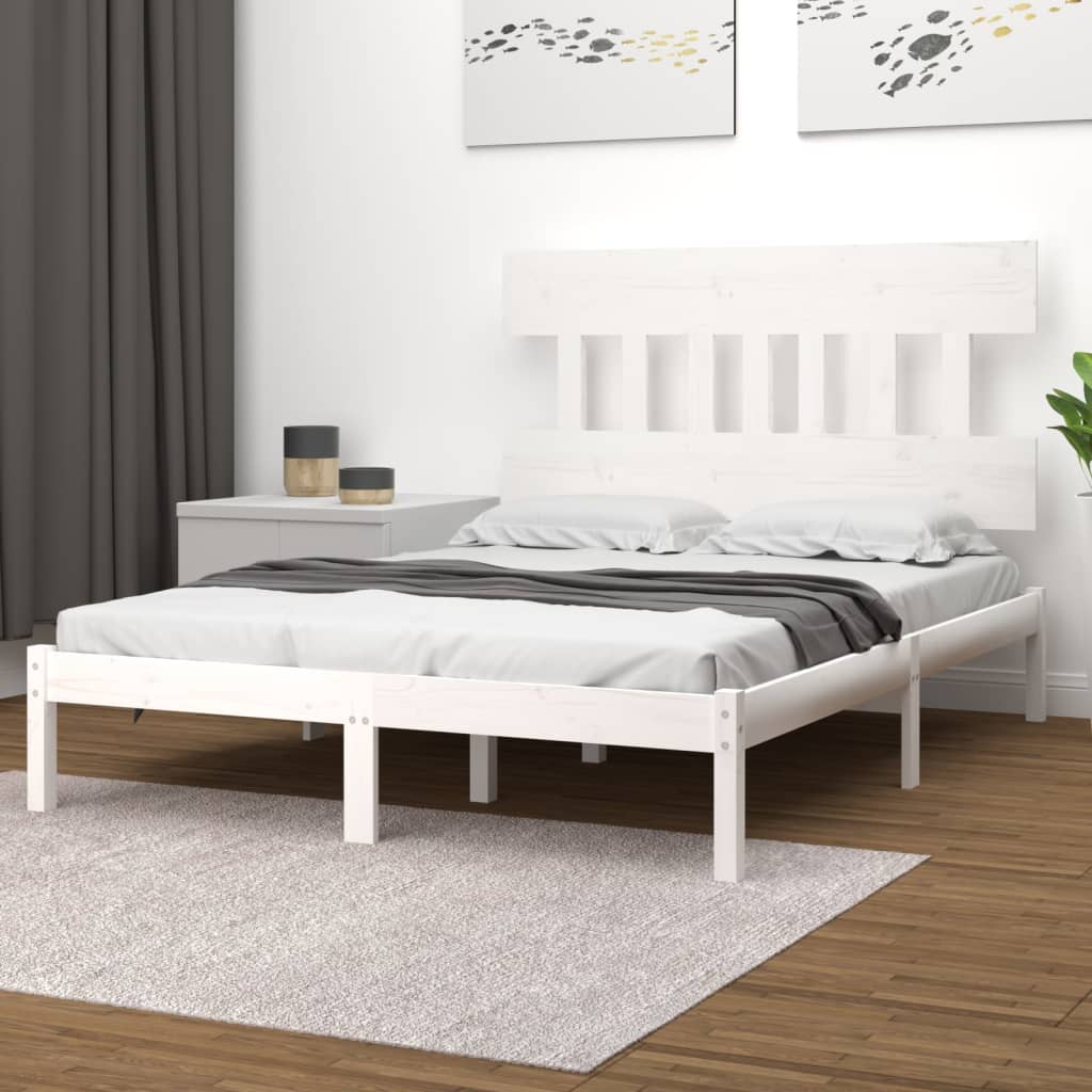 vidaXL Estrutura de cama 120x200 cm madeira maciça branco