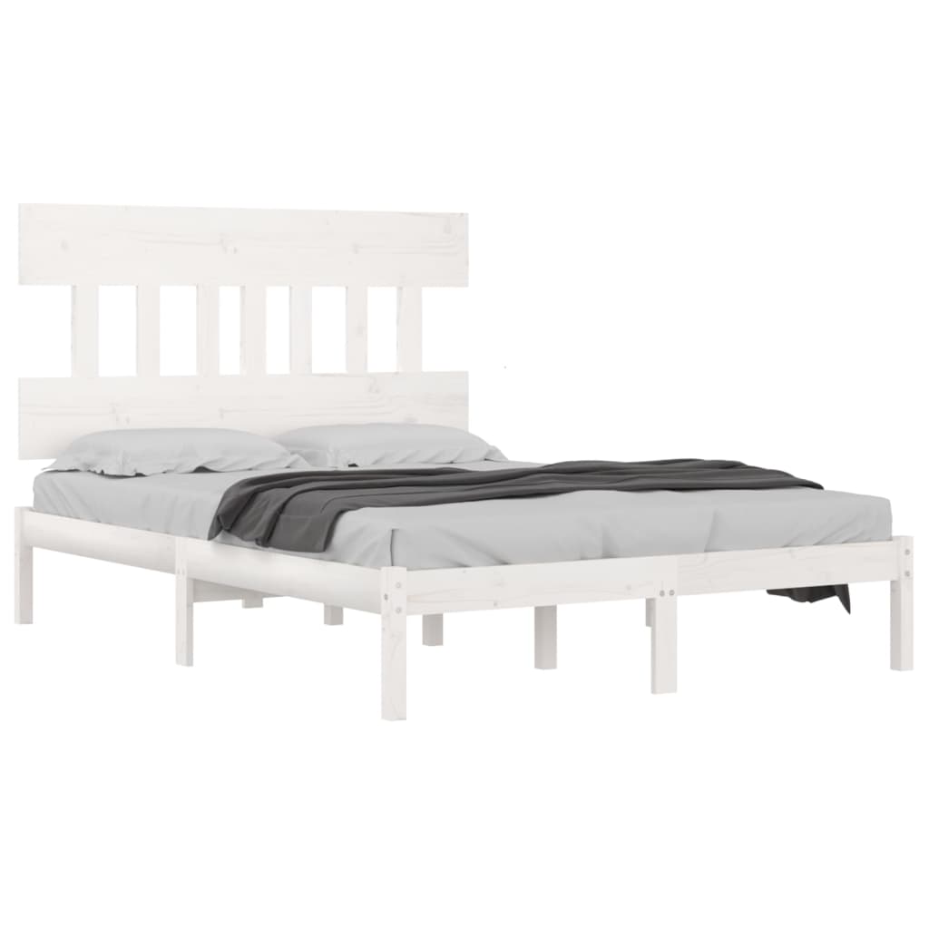 vidaXL Estrutura de cama 120x200 cm madeira maciça branco